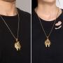 ROWIN&CO 18K Gold Plated Stainless Steel Lion Pendant Necklace Hip Hop Jewelry Personalized Egyptian Pharaoh King Costume Chain Pendant Gifts for Men, with 24'' Chain