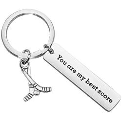 HOLLP Hockey Charm Keychain Hockey Player Jewelry You are My Best Score Ice Hockey Gifts for Hockey Players Valentine’s Gift