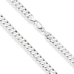 Miabella Solid 925 Sterling Silver Italian 7mm Diamond Cut Cuban Link Curb Chain Necklace for Men Women, 16, 18, 20, 22, 24, 26, 30 Inch