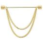 UUDUO Mens 18K Gold Brass Collar Bar with Hanging Chain Tassel Silver Black Circular Column Screw Thread Head Collar Brooch Shirt Tie Bar