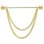 UUDUO Mens 18K Gold Brass Collar Bar with Hanging Chain Tassel Silver Black Circular Column Screw Thread Head Collar Brooch Shirt Tie Bar
