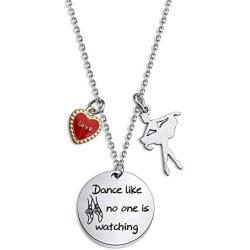 HN HNHB Ballet Girl Gift Inspirational Ballet Gifts Dance Like No One is Watching Ballerina Charm Necklace Jewelry Fashion Gift Ballet Performer, Girl
