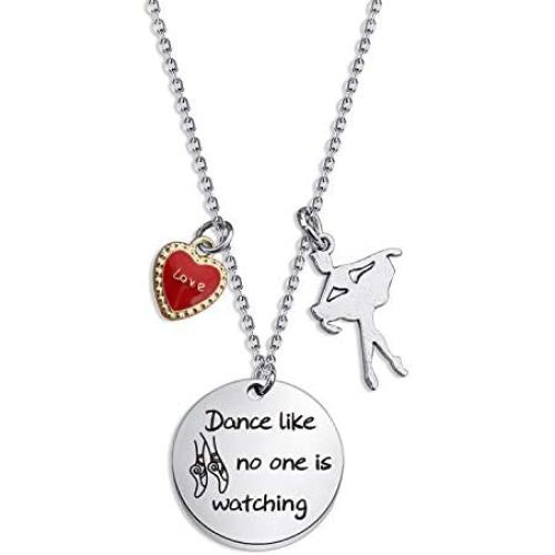 HN HNHB Ballet Girl Gift Inspirational Ballet Gifts Dance Like No One is Watching Ballerina Charm Necklace Jewelry Fashion Gift Ballet Performer, Girl