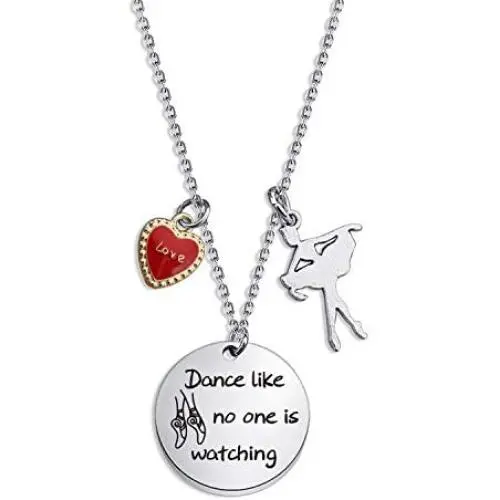 HN HNHB Ballet Girl Gift Inspirational Ballet Gifts Dance Like No One is Watching Ballerina Charm Necklace Jewelry Fashion Gift Ballet Performer, Girl