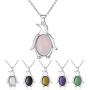 Chakra Stones Pendants Necklace,Womens Natural Gemstone Crystal Pendant Creative Penguin Shape Birthstone Energy Jewelry Necklaces for Ladies Girls