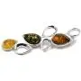Sterling Silver Multicolor Amber Slider Pendant 18 Inches