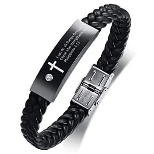 MPRAINBOW Christian Gifts for Men Women,Inspirational Religious Bracelets-Cross Jesus God Scripture Bracelet,Bible Verse Personalized Mantra Quotes Engraved Jewelry Braided Leather Cuff Bracelet MPRAINBOW Christian Gifts for Men Women,Inspirational Religious Bracelets-Cross Jesus God Scripture Bracelet,Bible Verse Personalized Mantra Quotes Engraved Jewelry Braided Leather Cuff Bracelet