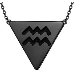 beautlace Horoscope Zodiac Triangle Necklaces 12 Constellation Astrology Charm 18K Gold/Silver/Black Gun Plated Pendant Necklace for Women Men Jewelry Gift