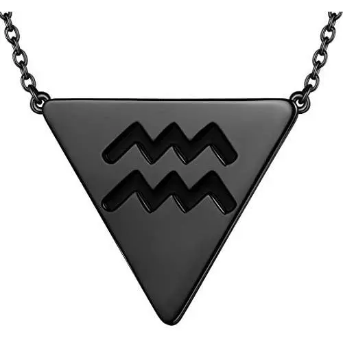 beautlace Horoscope Zodiac Triangle Necklaces 12 Constellation Astrology Charm 18K Gold/Silver/Black Gun Plated Pendant Necklace for Women Men Jewelry Gift