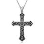 RMREWY Celtic Knot Cross Necklace 925 Sterling Silver Oxidation Sunflower Cross Religious Irish Celtic Jewelry for Women