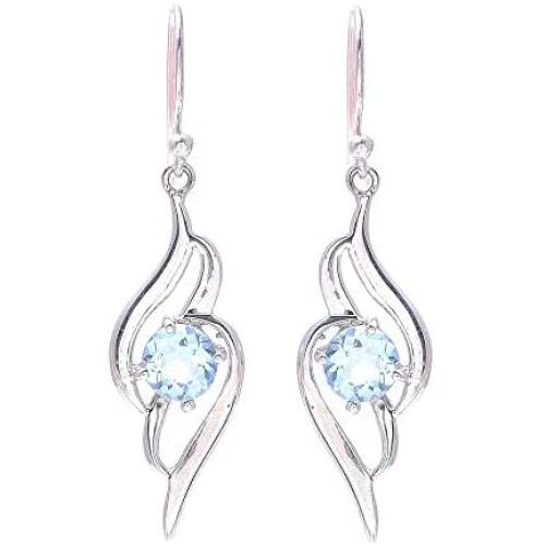 NOVICA Blue Topaz .925 Sterling Silver Dangle Earrings, Dazzling Gleam