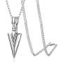 Jstyle Stainless Steel Pendant Necklace for Mens Boys Cool Spearpoint Arrowhead Pendant Chain Necklace Set Black & Silver Tone