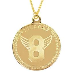 Forever 24KT Gold Plated 2 sided Medallion Memorial Necklace | Rope 24” Goldtone Chain | Basketball Tribute to Number 8, 24 Jersey | 1978-2020 G.O.A.T