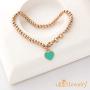 555Jewelry Womens Stainless Steel Love Heart Charm Beaded Delicate Bracelet