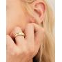 18k Gold Plated Chunky Dome Ring Croissant Braided Cubic Zirconia Inlayed Star Ring Signet Thick Band for Women Size 5 to 10