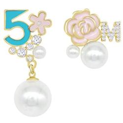 Fashion Jewelry Imitation Pearl Floral Statement Dangle Earrings for Women