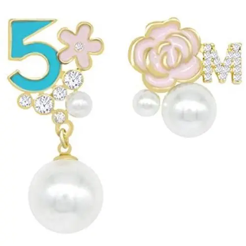 Fashion Jewelry Imitation Pearl Floral Statement Dangle Earrings for Women