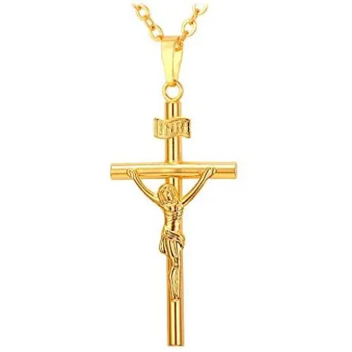 U7 Boys Girls Crucifix Cross Necklace Platinum/Stainless/18K Gold Plated Polished/Vintage/CZ/St Benedict Medal Cross Crucifix Pendant with Chain U7 Boys Girls Crucifix Cross Necklace Platinum/Stainless/18K Gold Plated Polished/Vintage/CZ/St Benedict Medal Cross Crucifix Pendant with Chain