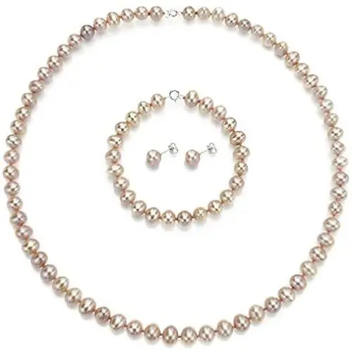 Sterling Silver Womens Jewelry Freshwater Cultured Pearl Necklace 18'' 7'' Bracelet Earrings Set 6-6.5mm Sterling Silver Womens Jewelry Freshwater Cultured Pearl Necklace 18'' 7'' Bracelet Earrings Set 6-6.5mm