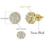 Mens Ladies 14K Gold Over Silver Lab Diamond Earrings Screw Back Studs Iced Out aretes para hombre - Mens Earrings, Screw Back, Mens Jewelry, Hip hop Earring