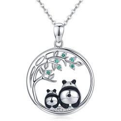 Panda Necklace Jewelry 925 Sterling Silver Cute Animal Pendant Necklace Gifts for Women Mother Daughter