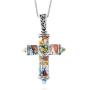 Shop LC Delivering Joy Multi Color Murano Millefiori Glass Black Oxidized Stainless Steel Holy Prayer Religious Fashion Love Cross Chain Pendant Necklace for Women 20'' Easter Gifts