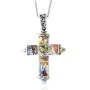 Shop LC Delivering Joy Multi Color Murano Millefiori Glass Black Oxidized Stainless Steel Holy Prayer Religious Fashion Love Cross Chain Pendant Necklace for Women 20'' Easter Gifts
