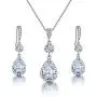 AMYJANE Elegant Jewelry Set for Women - Silver Teardrop Clear Cubic Zirconia Crystal Rhinestone Drop Earrings and Necklace Bridal Jewelry Sets Best Gift for Bridesmaids AMYJANE Elegant Jewelry Set for Women - Silver Teardrop Clear Cubic Zirconia Crystal Rhinestone Drop Earrings and Necklace Bridal Jewelry Sets Best Gift for Bridesmaids