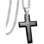 Jstyle Jewelry Mens Stainless Steel Simple Black Cross Pendant Lords Prayer Necklace 22 24 30 Inch
