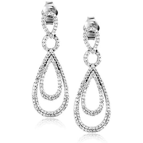 Sterling Silver Diamond Drop Earrings (1/2 cttw)