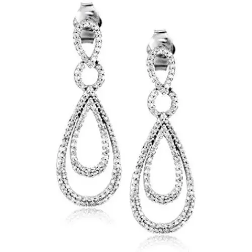 Sterling Silver Diamond Drop Earrings (1/2 cttw) Sterling Silver Diamond Drop Earrings (1/2 cttw)
