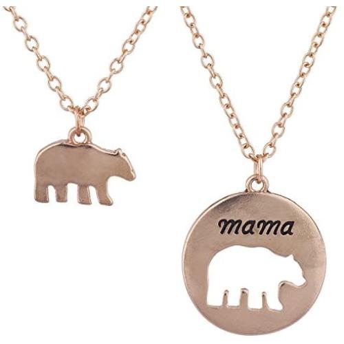 Lux Accessories Mama Bear Mother Daughter Charm Necklace Set 2