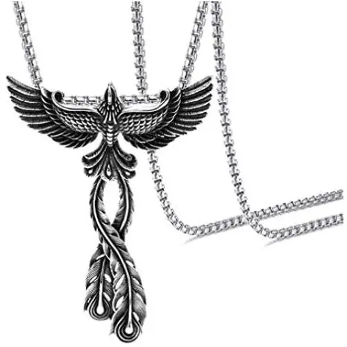 Xusamss Punk Titanium Steel Animal Phoenix Pendant Necklace,24inches Chain Xusamss Punk Titanium Steel Animal Phoenix Pendant Necklace,24inches Chain