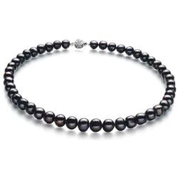 Kaitlyn Black 8-9mm A Quality Freshwater 925 Sterling Silver Cultured Pearl Set For Women
