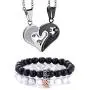 4Pcs Couple Necklace Bracelets Matching Set for Women Men Love Heart Pendant Necklace His & Hers Bracelets Couple Best Gift 4Pcs Couple Necklace Bracelets Matching Set for Women Men Love Heart Pendant Necklace His & Hers Bracelets Couple Best Gift