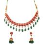 Touchstone Indian Bollywood Gorgeous Intricate Workmanship Mughal White Colorful Rhinestone Crystal Wedding Designer Jewelry Choker Necklace Set in Gold and Silver Tone for Women.
