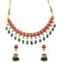 Touchstone Indian Bollywood Gorgeous Intricate Workmanship Mughal White Colorful Rhinestone Crystal Wedding Designer Jewelry Choker Necklace Set in Gold and Silver Tone for Women.
