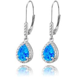 Sterling Silver Genuine, Created or Simulated Gemstone Teardrop Dangle Leverback Earrings