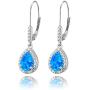 Sterling Silver Genuine, Created or Simulated Gemstone Teardrop Dangle Leverback Earrings
