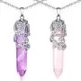 Hexagonal Healing Crystal Necklace Natural Prism Stone Pendant Flower Wrapped Pointed Quartz Yoga Energy with Chain Hexagonal Healing Crystal Necklace Natural Prism Stone Pendant Flower Wrapped Pointed Quartz Yoga Energy with Chain