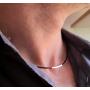Leather Cord Necklace for Men, Mens Choker Necklace - Unisex Silver Tube Necklace - Mens Jewelry - Mens Necklace - Black Leather Choker for Him