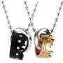 LAFATINA His and Hers 2 Piece Crown Ring Couples King Queen Crown Pendant Necklace for Engagement Wedding Anniversary Love Promise Valentine