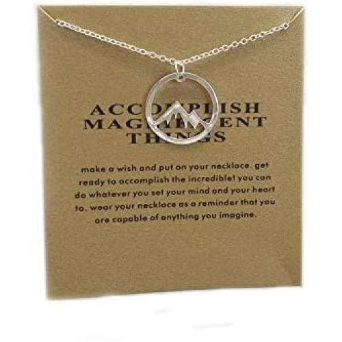 Friendship Snowy Mountain Peak Necklace Magnificent Things Good Luck Pendant with Message Card Calling Hiking Gifts