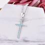 YL Cross Necklace 925 Sterling Silver Halo Pendant Religious Jewelry Christian Baptism Gifts