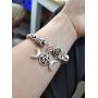 RUIZHEN Vintage Pagan Triple Moon Goddess Pentacle Pentagram Metal Amulet Wheat Chain Bracelet Necklace Jewelry Set for Women Men