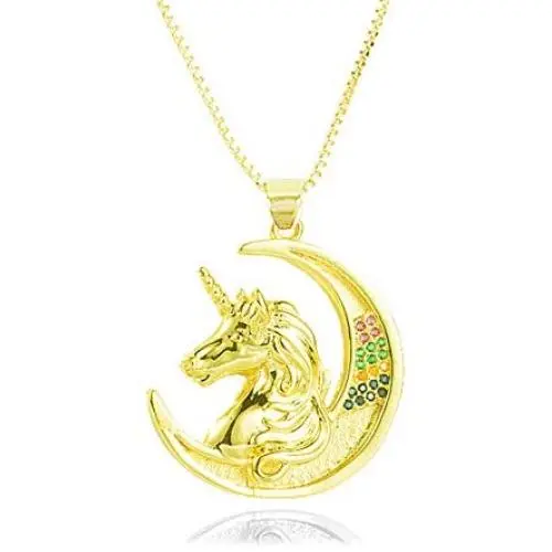 YOUJINYU Gold Unicorn Necklaces for Teen Girls Pendant Gifts for Women Cute Jewelry of Horse Necklace