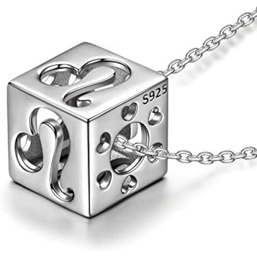 Kate Lynn Gifts for Her Valentines Day 925 Sterling Silver Necklaces Astrology 12 Constellation Sign Hollow Cubic Pendant Horoscope Zodiac Necklaces with Jewelry Box 17.5''+ 2.0''