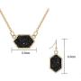 MissNity Colorful Faux Druzy Jewelry Set Drusy Necklace Dangle Earring Ring Silver Plated Hexagon Pendant for Girls