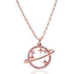 Fadilo Pendant Necklaces for Women Sterling Silver Necklaces Planet Smile Heart Adjustable Jewelry Gift for Women Wedding Mothers Day