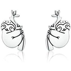 Colored CZ Heart Earrings Sloth Earrings for Girls Silver Hypoallergenic Animal Ear Studs Earring Funy Cute Jewelry Gifts for Women Men Couple